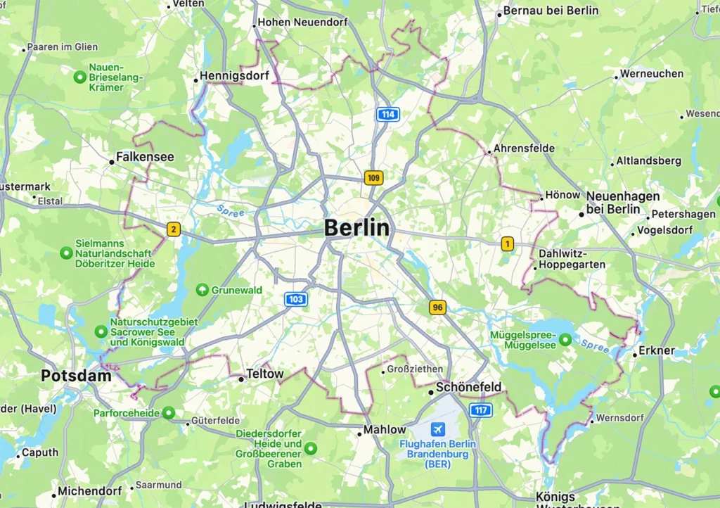 Landkarte Berlin, Photovoltaik für Berlin und Umgebung