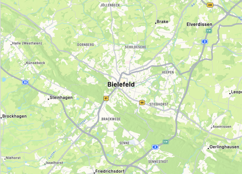 Landkarte Bielefeld, Solaranlage in Bielefeld und Umgebung