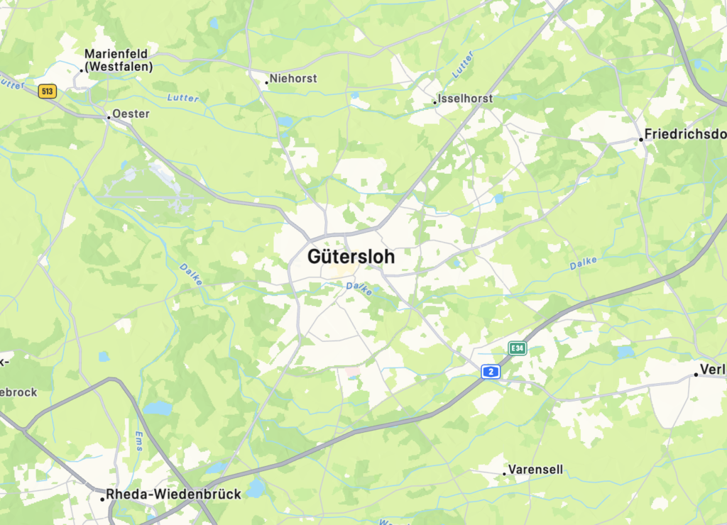 Landkarte Gütersloh, Solaranlage in Gütersloh und Umgebung