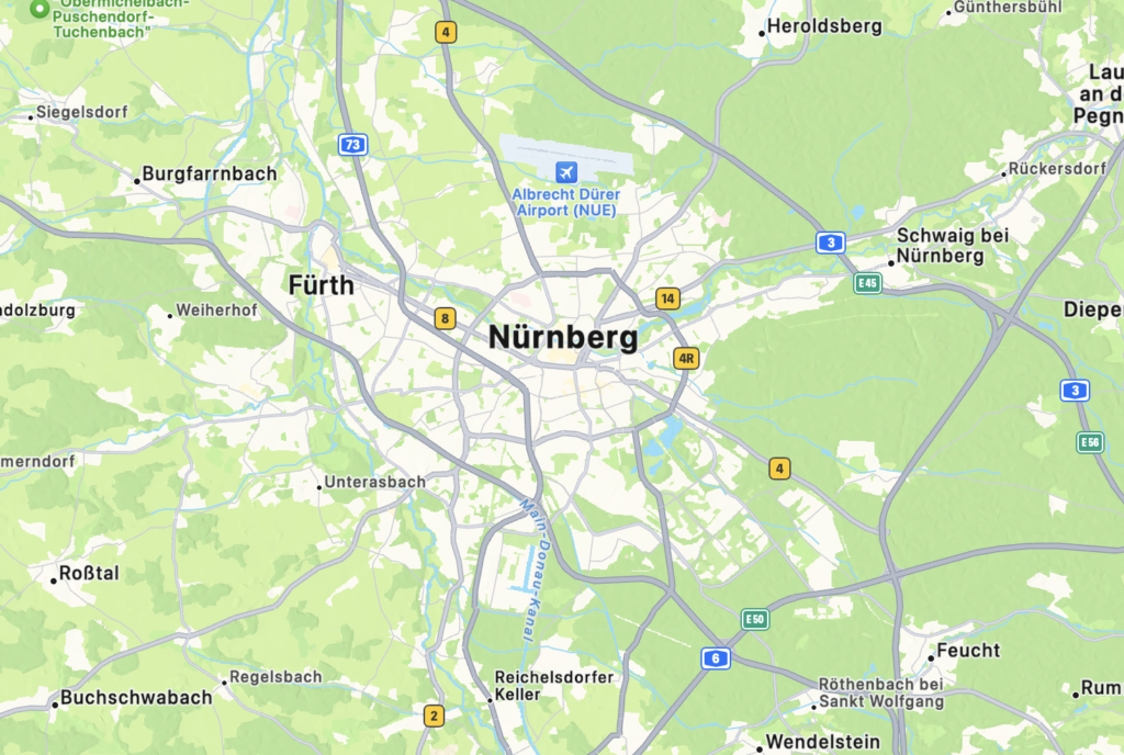 Landkarte Nürnberg, Solaranlage in Nürnberg und Umgebung