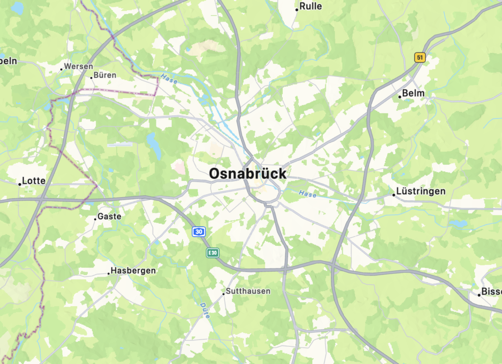 Landkarte Osnabrück, Solaranlage in Osnabrück und Umgebung