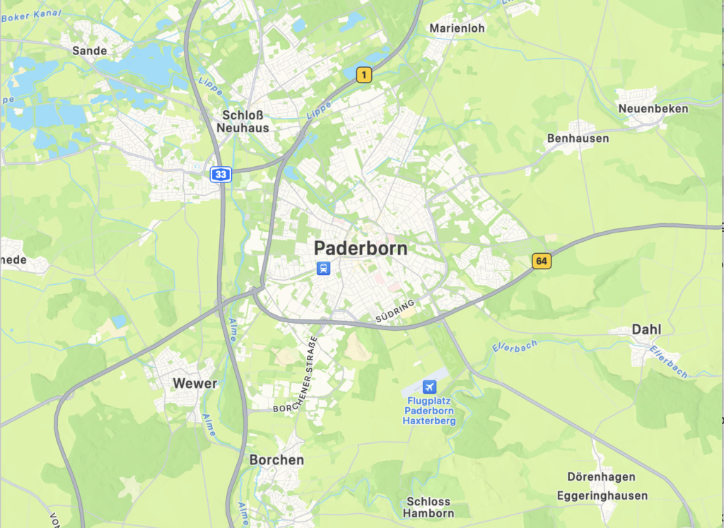 Landkarte Paderborn, Solaranlage in Paderborn und Umgebung