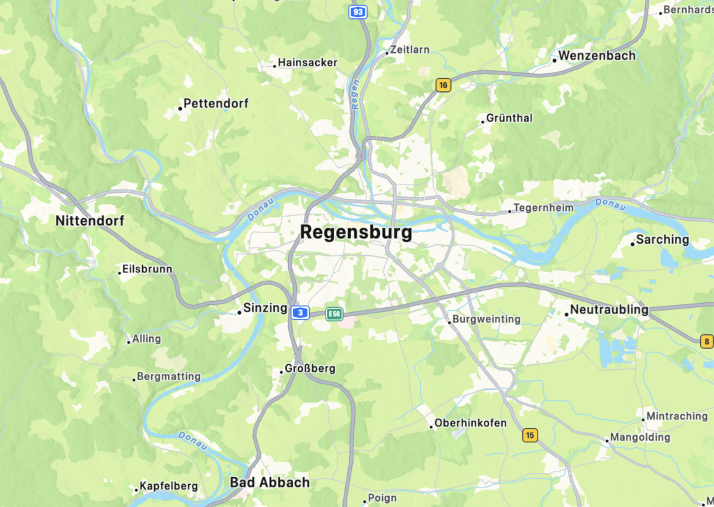 Landkarte Regensburg, Solaranlage in Regensburg und Umgebung