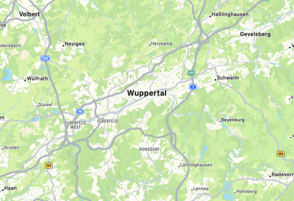 Landkarte Wuppertal, Solaranlage in Wuppertal und Umgebung